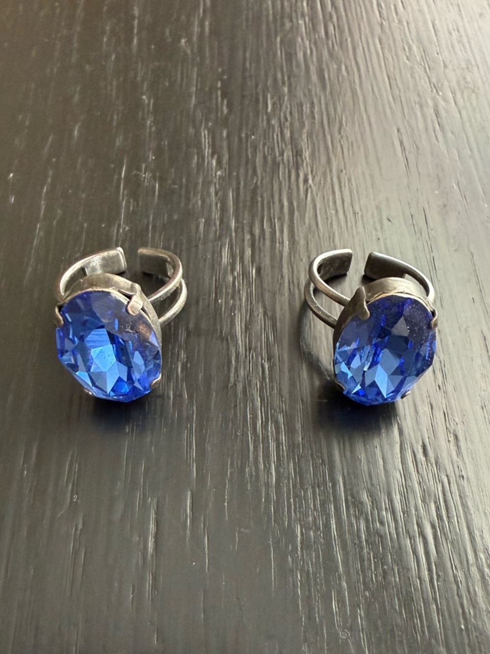 Elegant Sapphire Crystal Oval Adjustable Ring